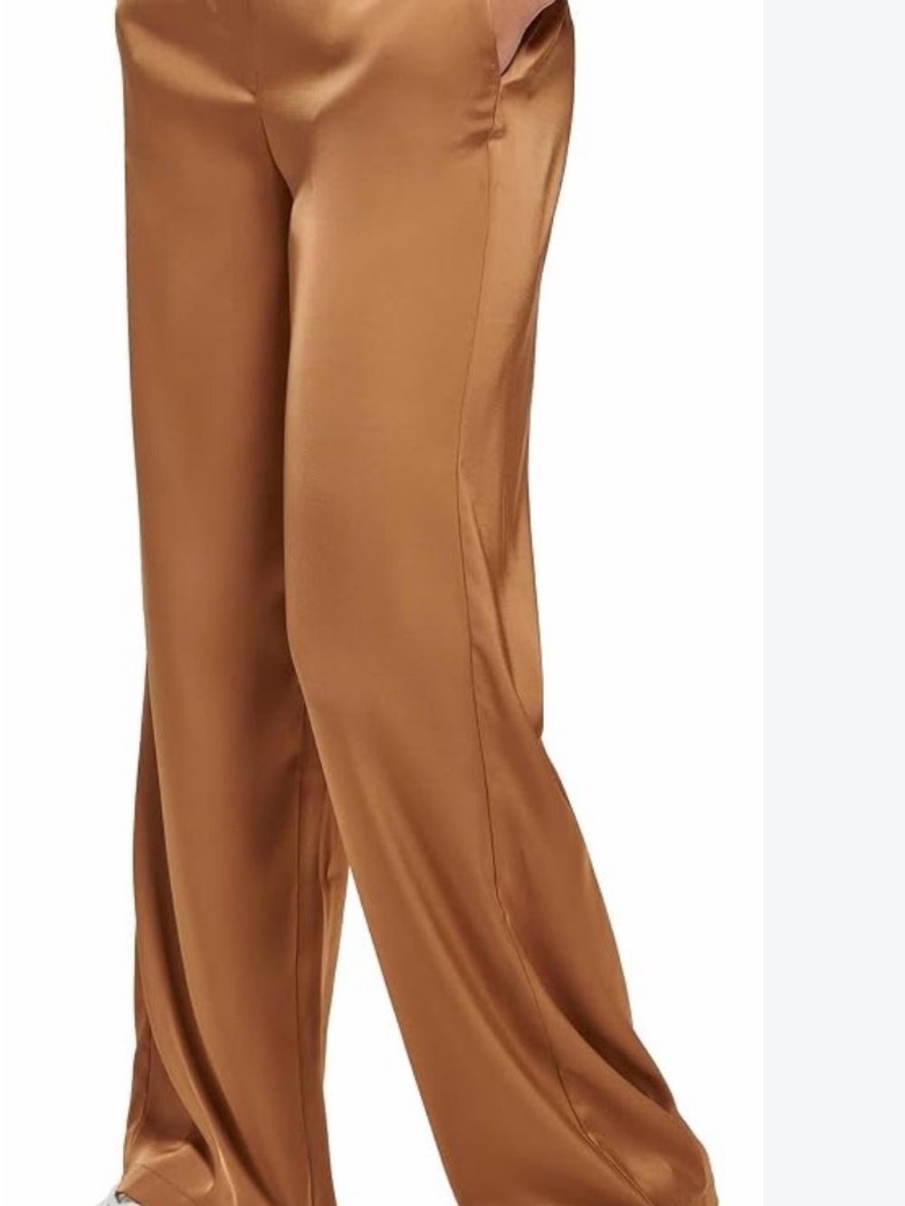 Calvin Klein Satin Wide-Leg Pants in Caramel
